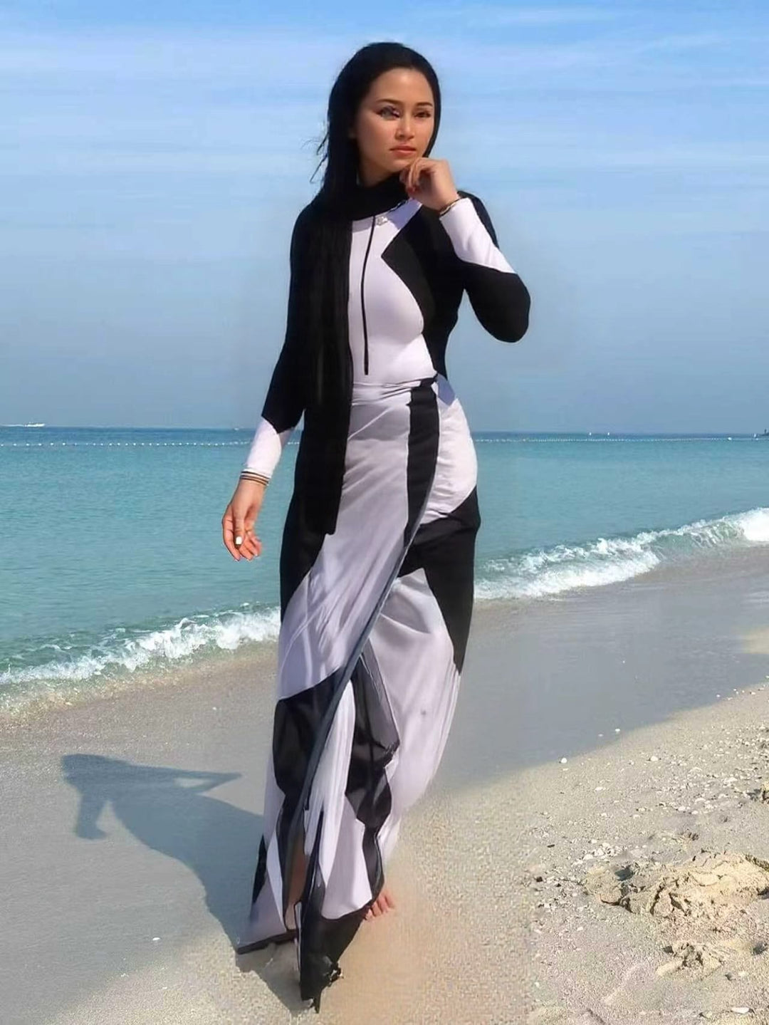 Damen modischer UV-Schutz-Schwimmanzug mit langen Ärmeln Drune