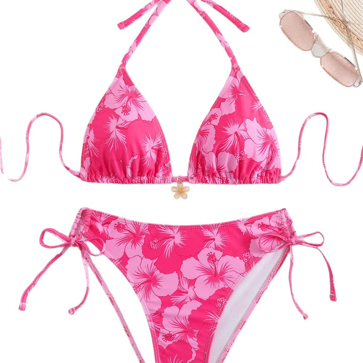 Damen Triangel-Bikini mit verspielten Floral-Details Drune