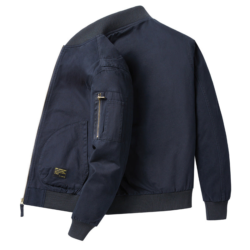 Herren  Baumwoll-Twill Utility Flight Bomberjacke mit geripptem Saum, Ärmeln, Reißverschlusstaschen und verstärkten Patten pockets Drune