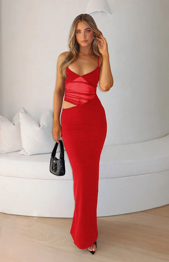 Damen Figurbetontes Abendkleid mit innovativem Wickeldesign und eleganten Trägern Drune