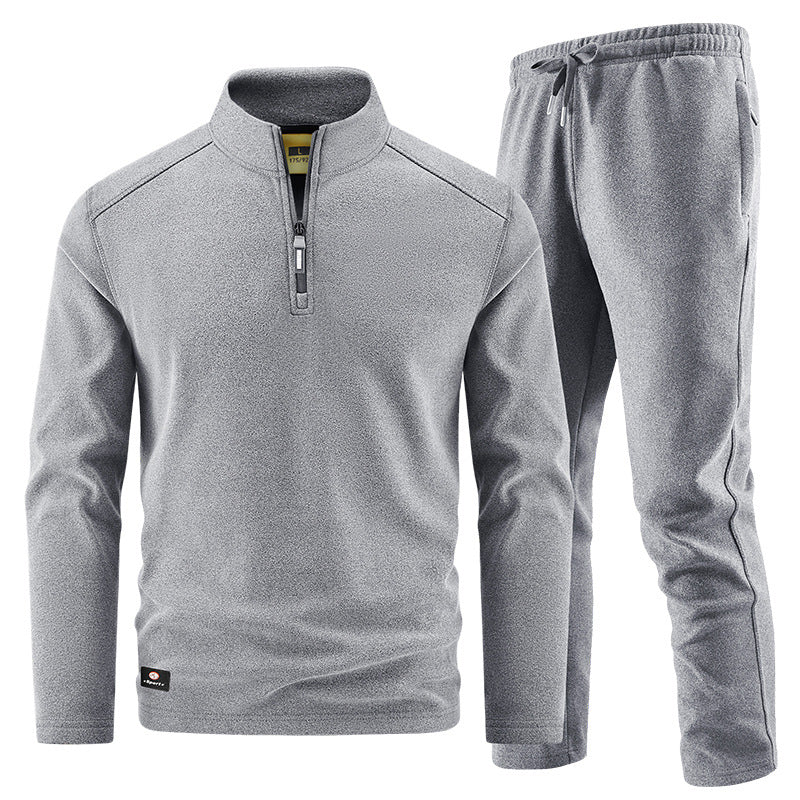 Herren Fleece-Trainingsset mit Stehkragen und Elastikbund Drune