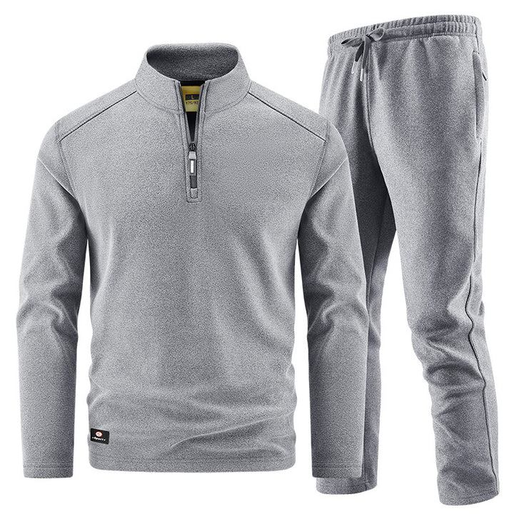 Herren Fleece-Trainingsset mit Stehkragen und Elastikbund Drune