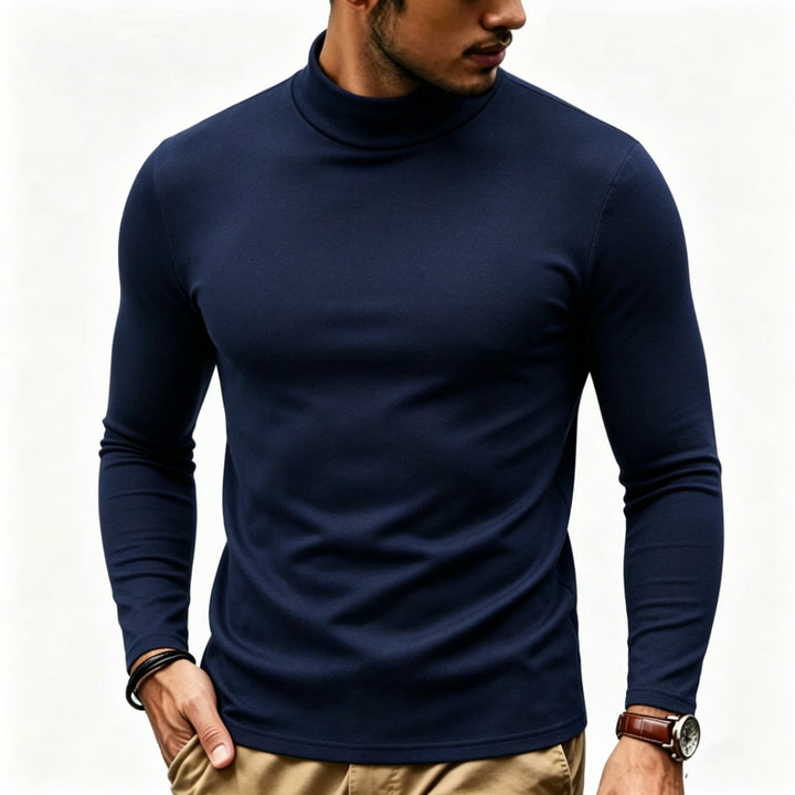 Herren Enganliegender Rollkragenpullover in Slim-Fit aus Baumwoll-Elasthan Drune