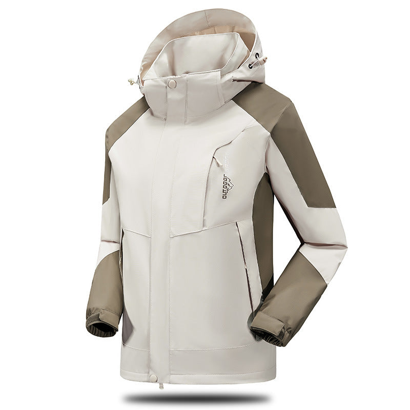 Herren Wind- und Wasserabweisende Trekkingjacke mit verstellbarer Kapuze und Brustreißverschluss Drune