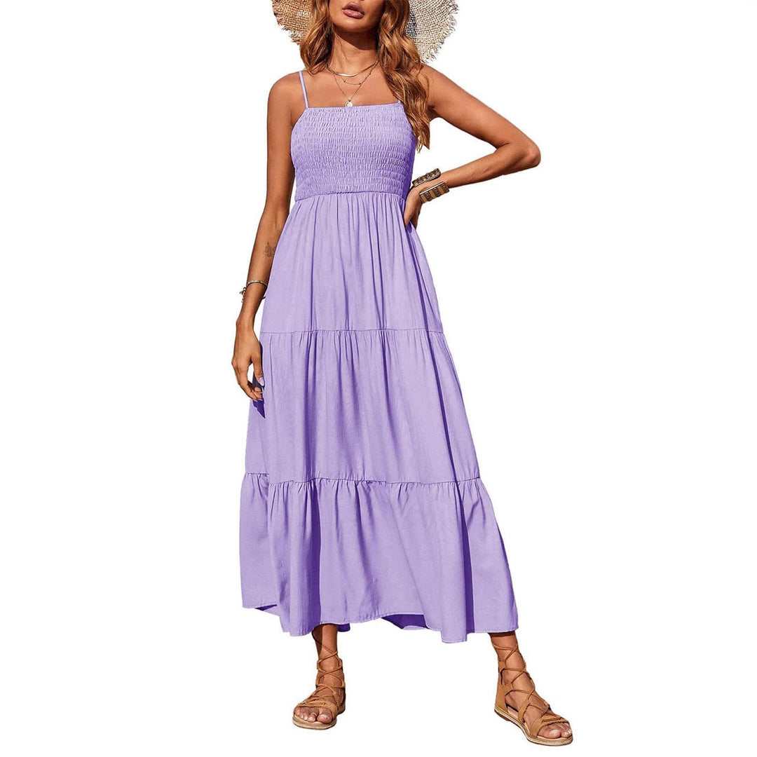 Damen Maxidress mit Spaghettiträgern und Volant-Design Drune