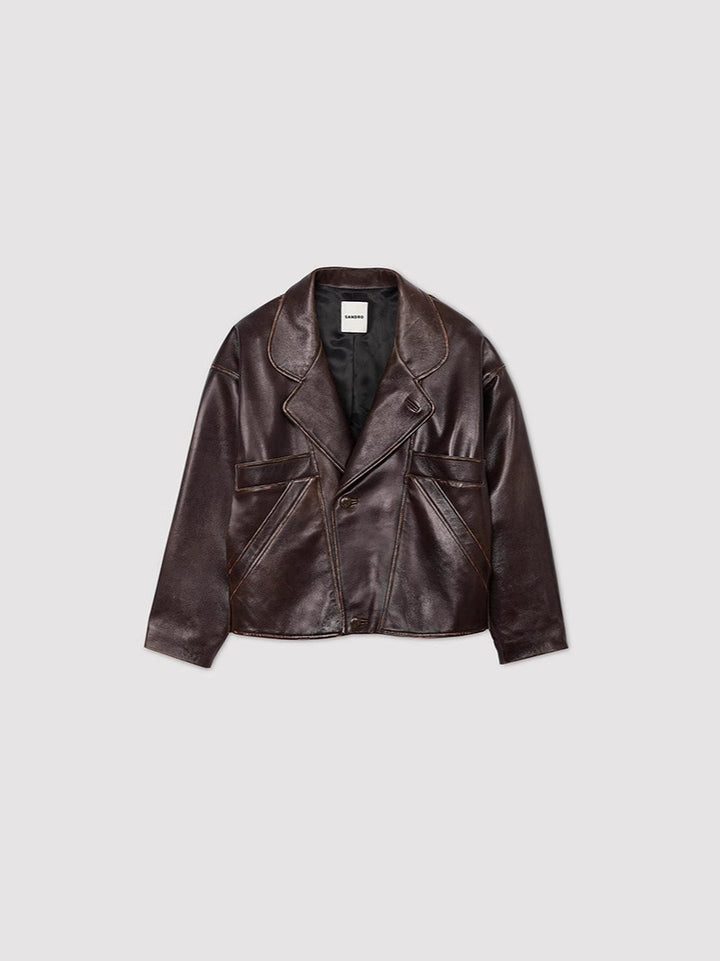 Damen Kunstlederjacke im lässigen Schnitt mit praktischen Taschen und stilvollem Revers Drune
