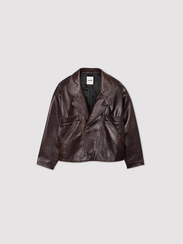 Damen Kunstlederjacke im lässigen Schnitt mit praktischen Taschen und stilvollem Revers Drune