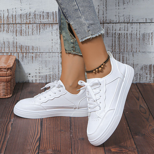 Damen Plateau‑Sneaker mit minimalistischer Lederoptik und gepolstertem Komfortfußbett Drune