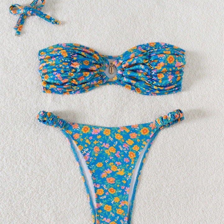 Damen Bandeau-Bikini mit viktorianischem Floralprint Drune