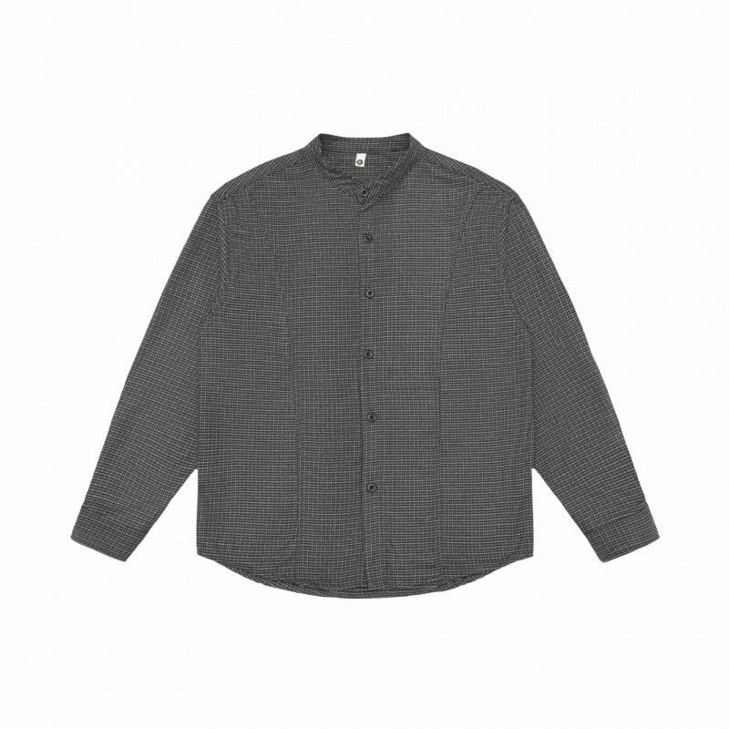 Herren Overshirt‑Hemdjacke mit Stehkragen, Hahnentritt‑Muster und gerundetem Saum Drune
