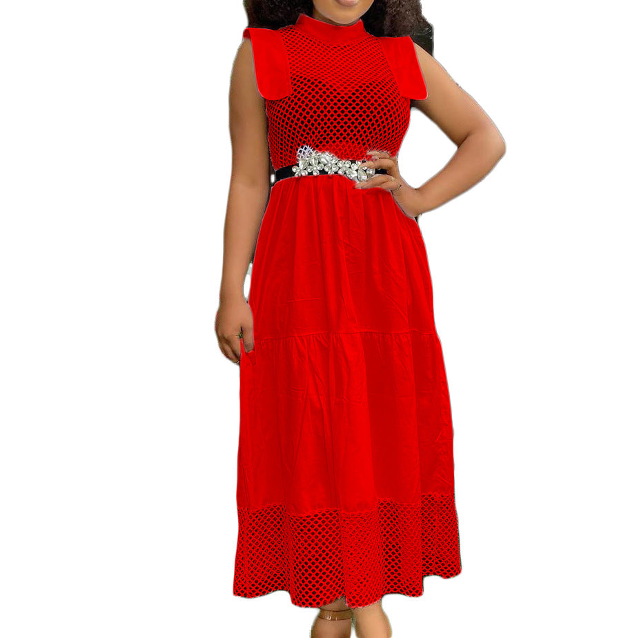 Damen Maxi Kleid mit Netzdetails Drune