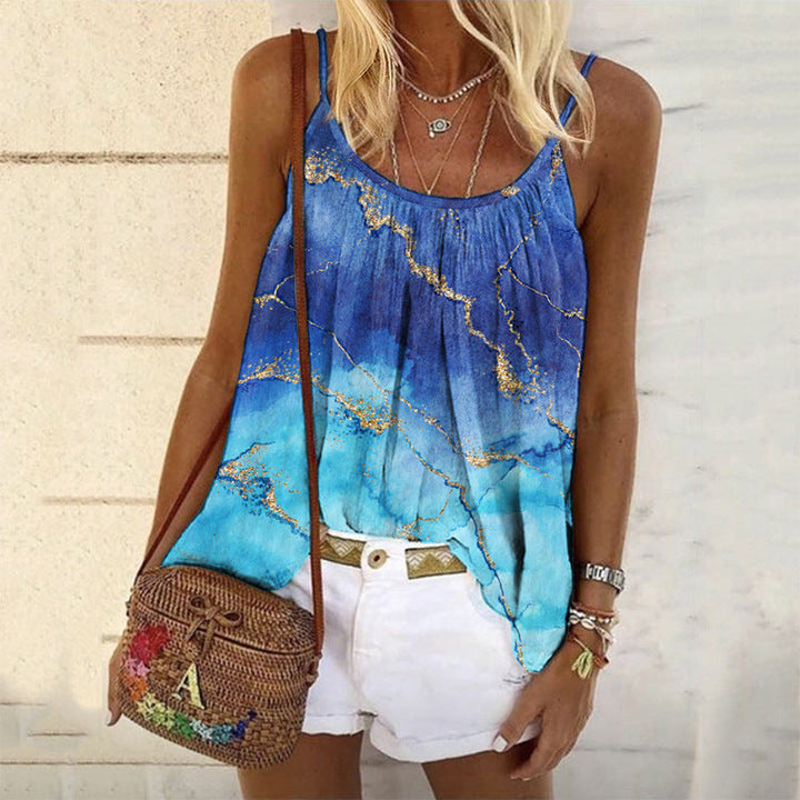Damen Sommerliches Tanktop mit modischem Marmormuster Drune