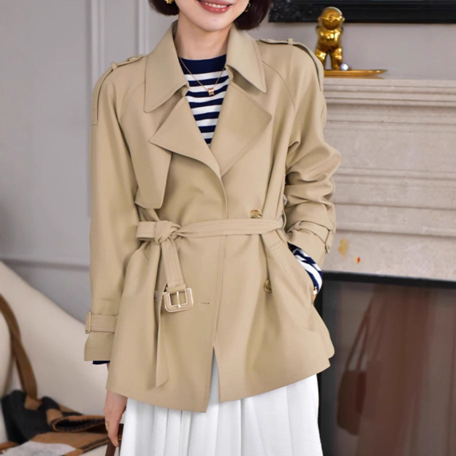 Damen Modische Trenchjacke mit Taillengürtel Drune