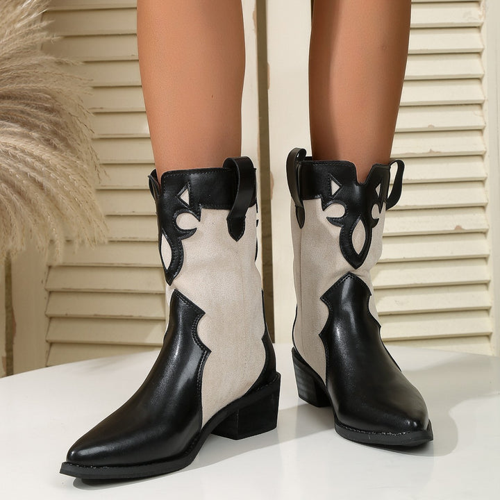 Damen Cowboy-Stiefel mit modischen Akzenten und robustem Blockabsatz Drune
