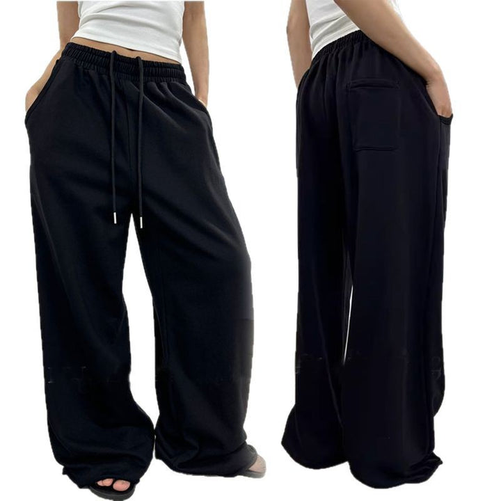 Damen nan weite High-Waist Loungehose mit gerafftem Bund und Kordelzug Drune
