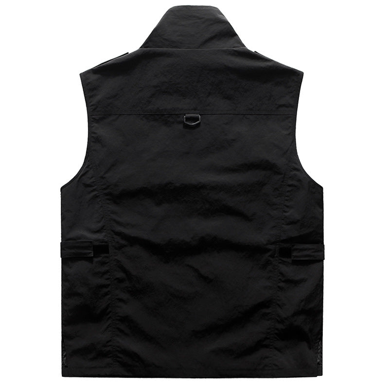 Herren Multifunktionale Mehrfachtaschen-Weste mit Stehkragen Drune