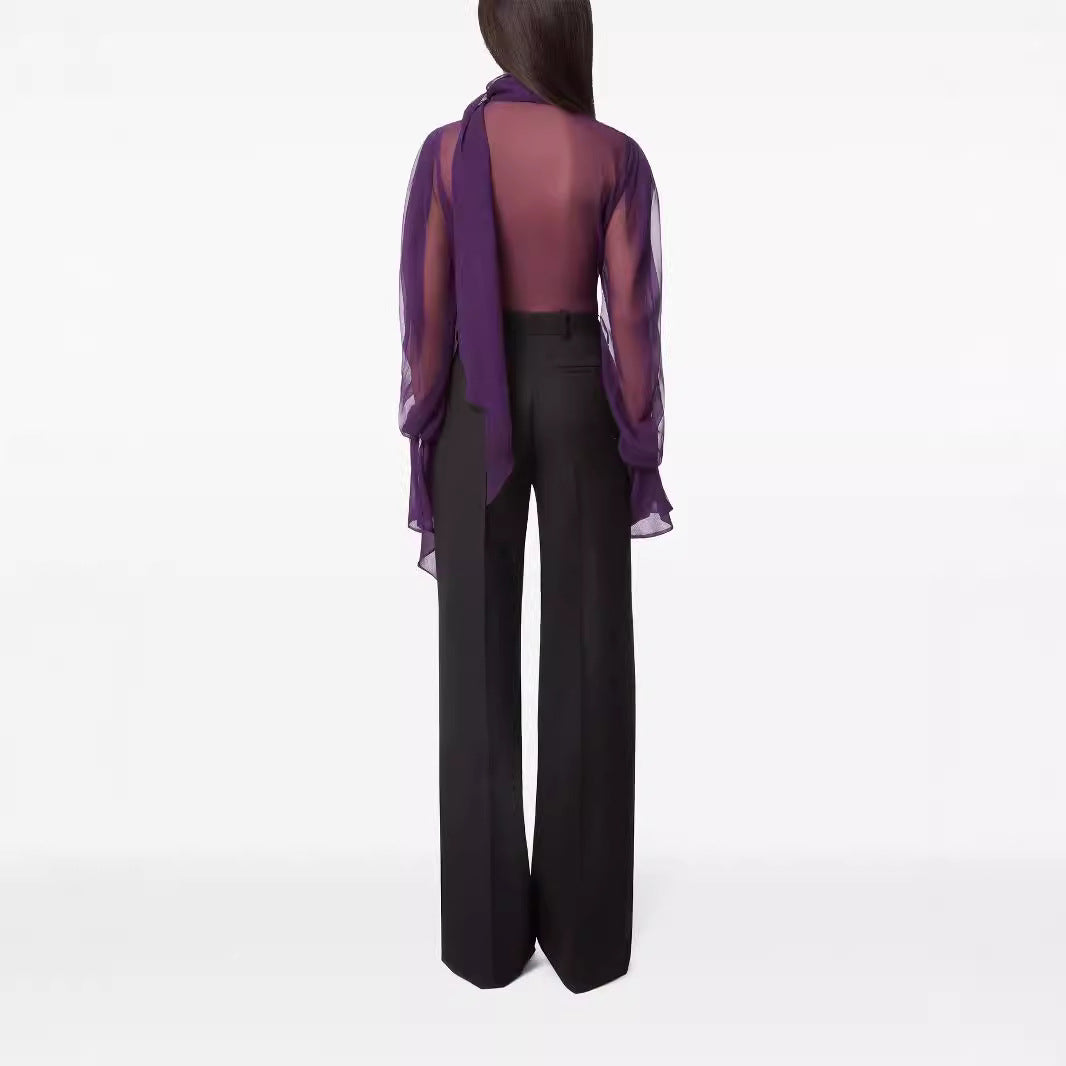 Damen Hochtaillierte weite Nadelstreifen-Hose im Tailoring-Stil Drune