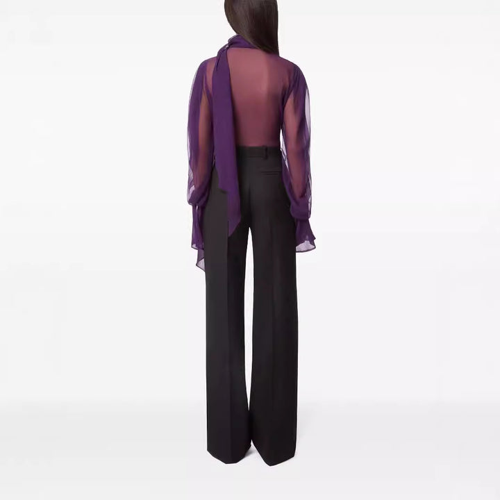 Damen Hochtaillierte weite Nadelstreifen-Hose im Tailoring-Stil Drune