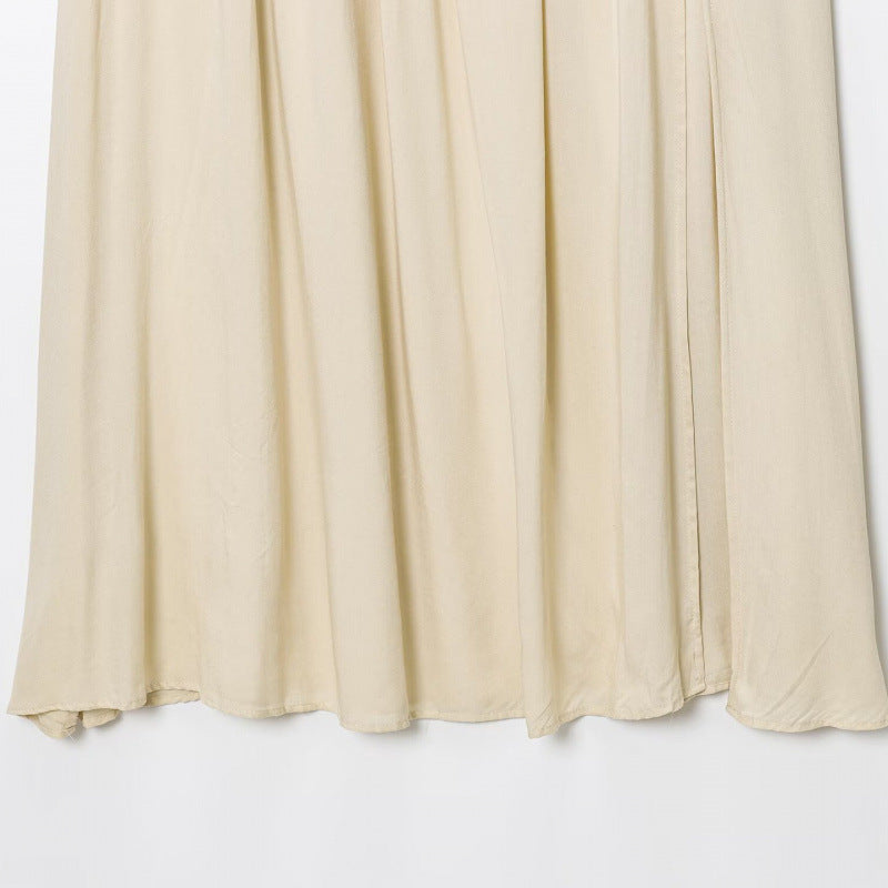 Damen Maxi-Rock mit Taillengürtel und Faltenwurf Drune