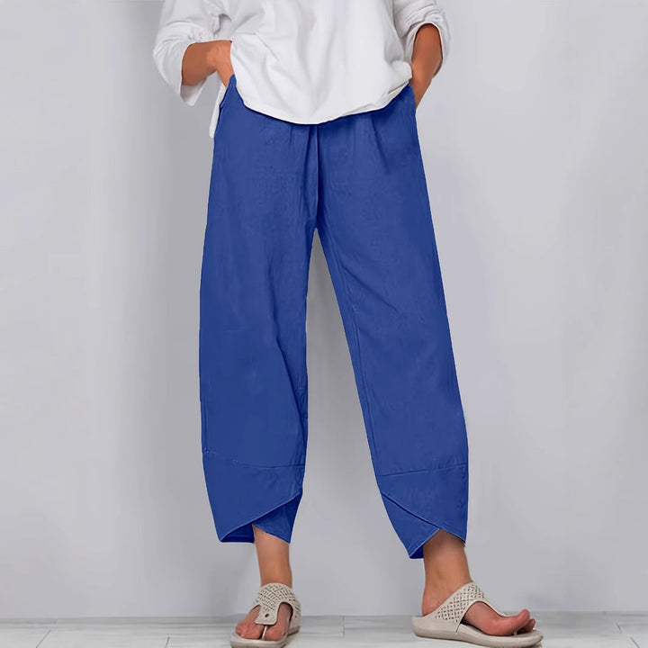 Damen weite Sommerhose mit eleganten Schnittdetails und elastischem Bund Drune