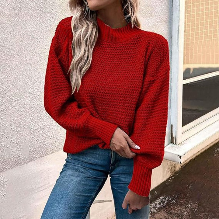 Damen Grobstrickpullover mit hohem Kragen und lässiger Passform Drune