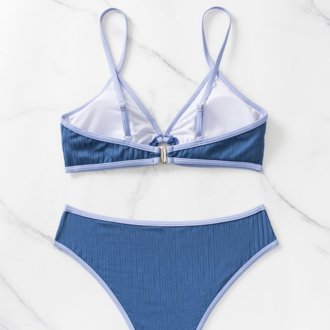 Damen Sportlicher Hochschnitt-Bikini mit Ringdetail Drune