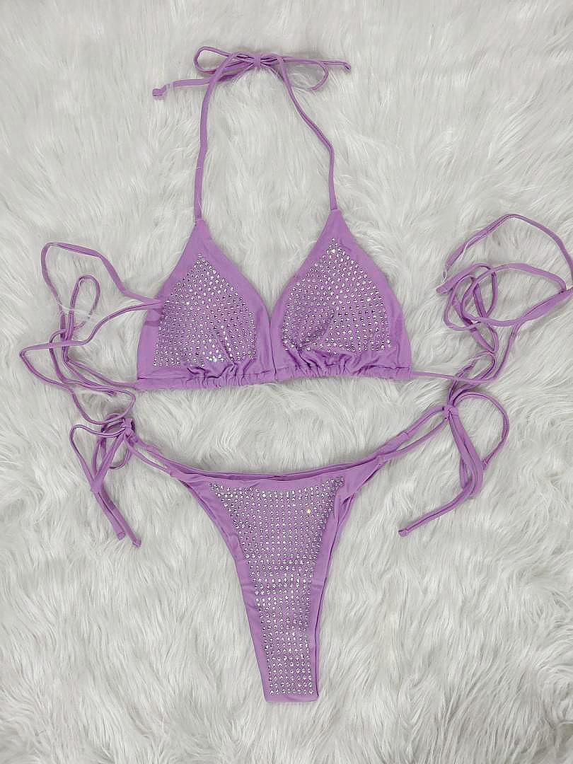 Damen Glitzernde Strass Bikini Set Drune