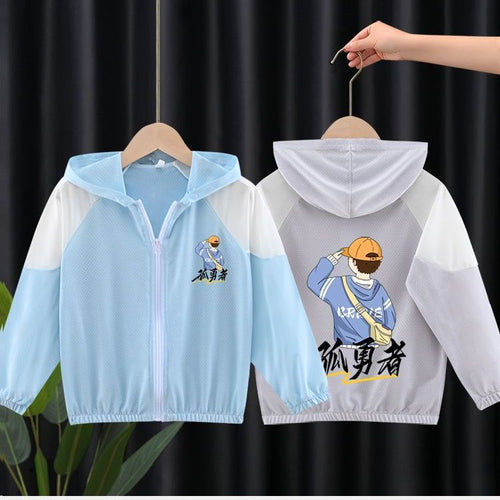 Unisex nan leichte atmungsaktive Kinder-Sommerjacke mit Kapuze und Astronautenprint  Drune