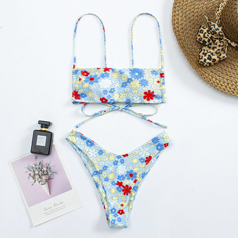Damen Blumenmuster Bikini-Set mit elegantem Schnitt Drune