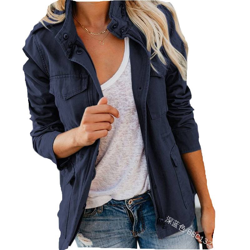 Damen Utility-Fieldjacke mit Stehkragen, aufgesetzten Taschen und Taillenzug Drune