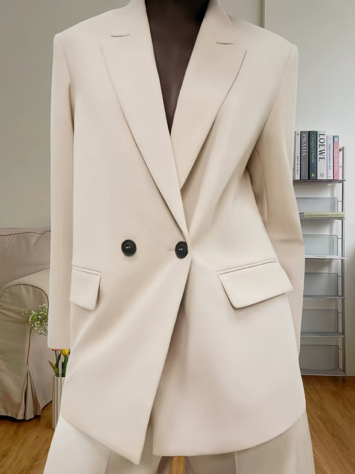Damen Elegante und moderne Double-Breasted Blazerjacke Drune