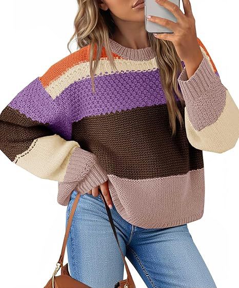Damen Grobstrickpullover mit Farbblockdesign und oversized Schnitt Drune
