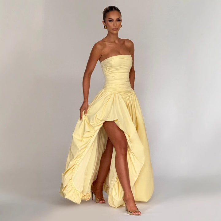 Damen Abendkleid mit figurbetontem Oberteil und asymmetrischem Rock Drune