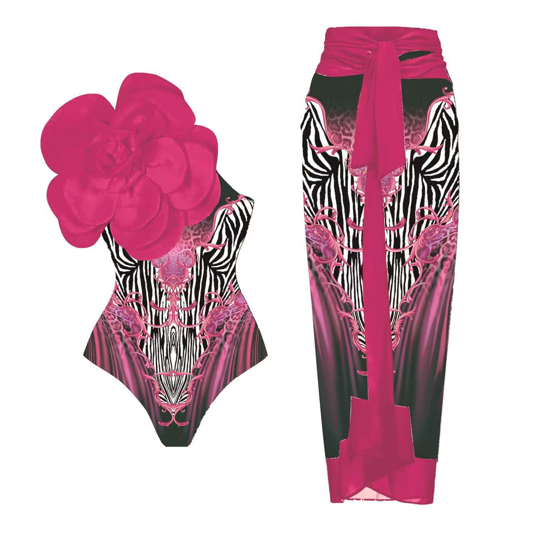 Damen Eleganter Einteiler mit kunstvoller Blumendekoration Drune