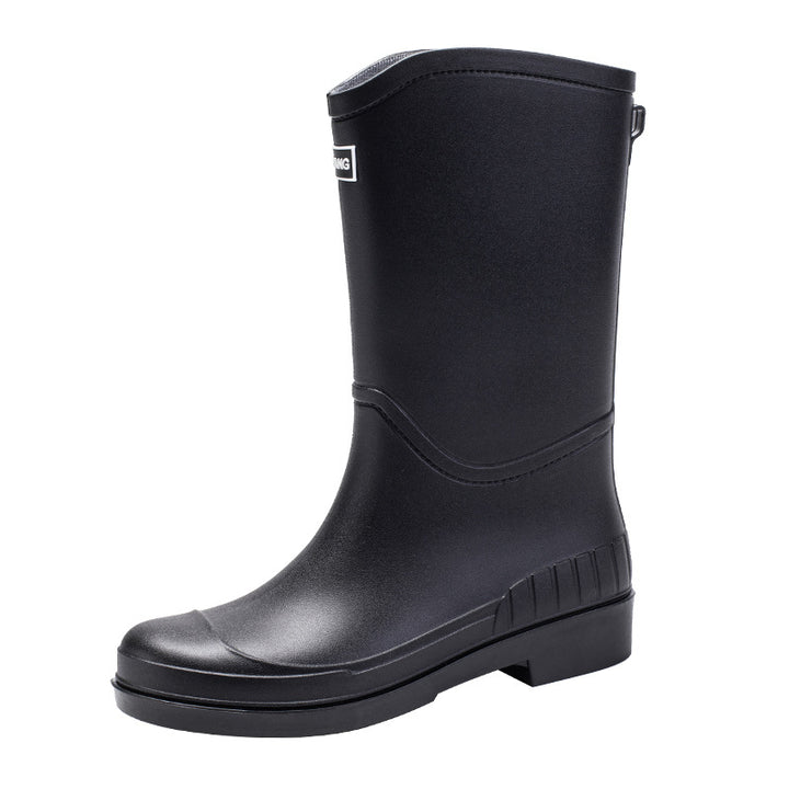 Damen Mittelhohe wasserdichte Gummiregenstiefel mit rutschfester Profilsohle Drune