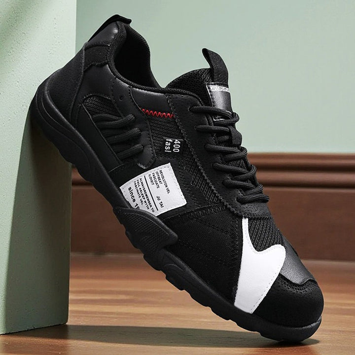Herren sportiver Retro-Mesh-Ledermix Sneaker mit verstärkter Zehenkappe und griffiger Trailsohle Drune