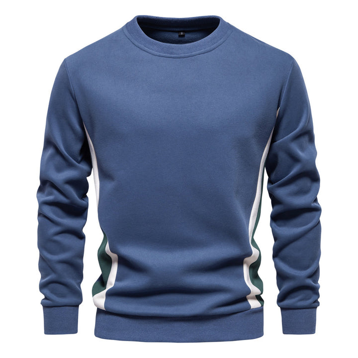 Herren nan Rundhals-Sweatshirt aus Baumwollmix mit seitlicher Kontrastpaspel und schmaler Silhouette Drune