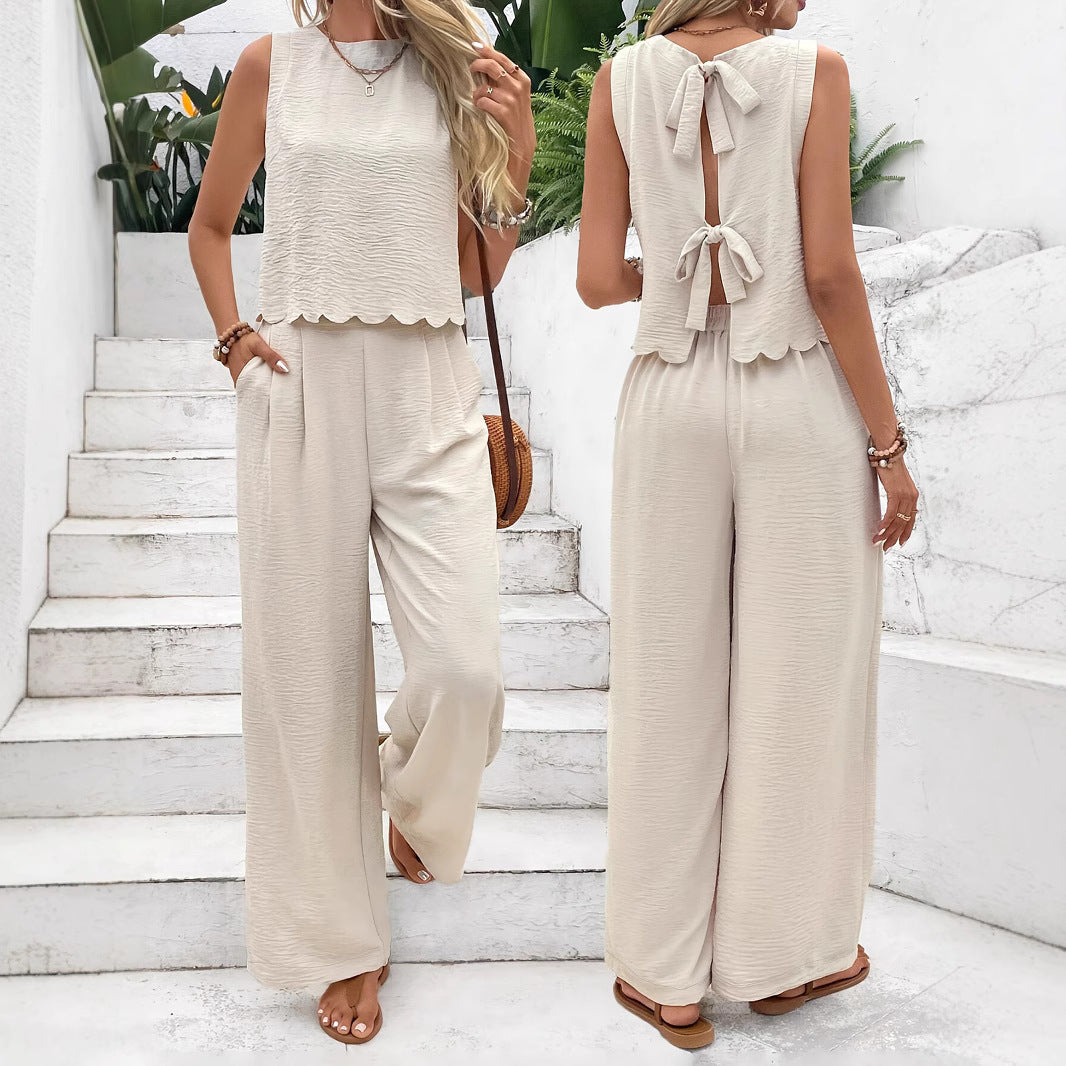 Damen Luftiges Zweiteiliges Outfit mit wellenförmigem Saum Drune