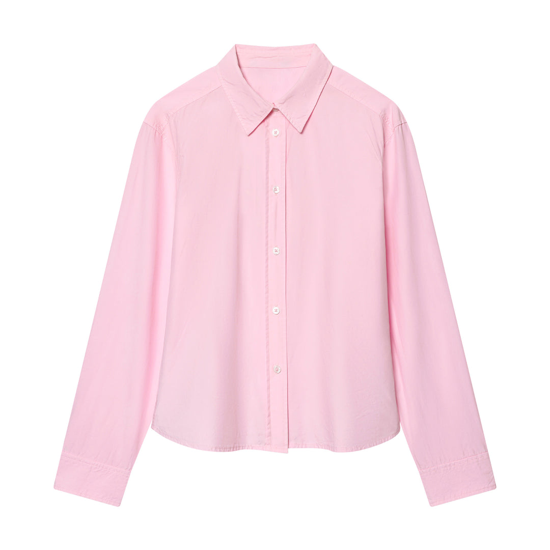 Damen nan oversized Hemdbluse mit Kentkragen, verdeckter Knopfleiste und weitem Drop-Shoulder Drune