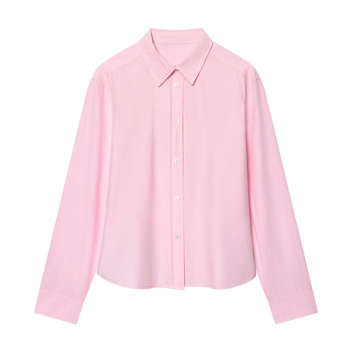 Damen nan oversized Hemdbluse mit Kentkragen, verdeckter Knopfleiste und weitem Drop-Shoulder Drune