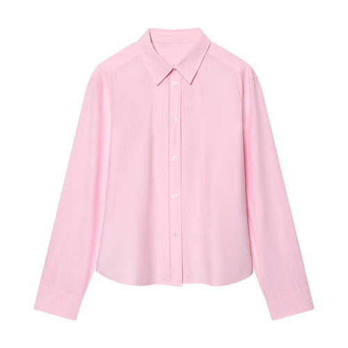 Damen nan oversized Hemdbluse mit Kentkragen, verdeckter Knopfleiste und weitem Drop-Shoulder Drune