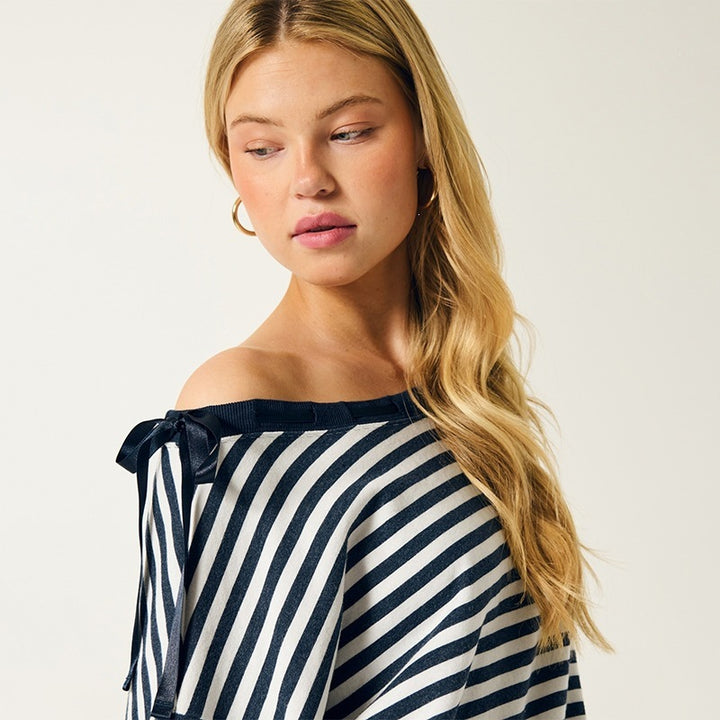 Damen Lässiger Oversized Pullover mit Streifen Drune
