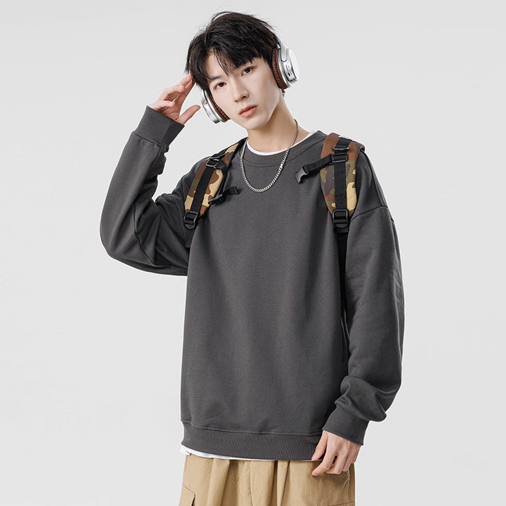 Unisex Oversize Rundhals-Sweatshirt aus schwerer Baumwollmischung mit geripptem Saum und Raglanärmeln Drune
