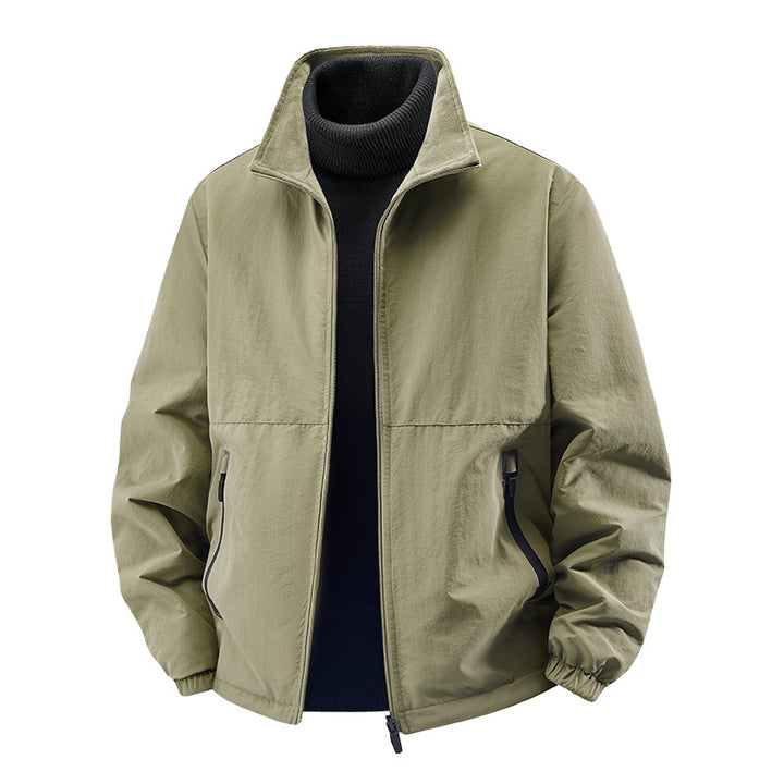 Men's  minimalist stand-collar travel jacket with sealed zip pockets and elastic cuffs Drune