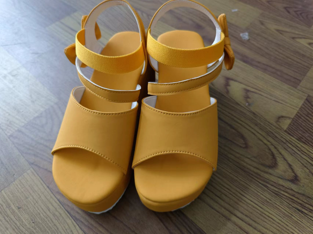 Damen Wedge-Sandalen mit eleganter Schleifenapplikation und rutschfester Sohle Drune