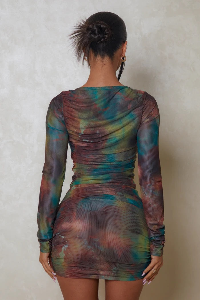 Damen Mini Kleid mit langen Ärmeln und strukturiertem Design Drune