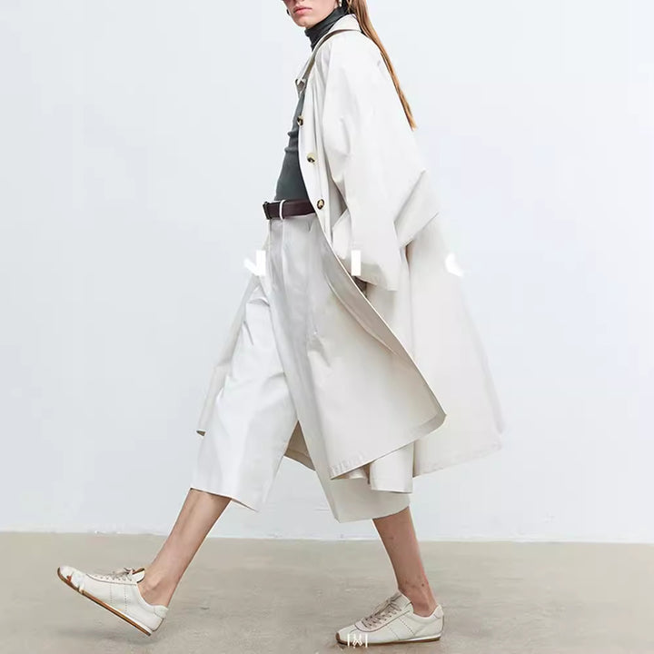 Damen lässiger Trenchcoat mit übergroßen Ärmeln und Button-Details Drune