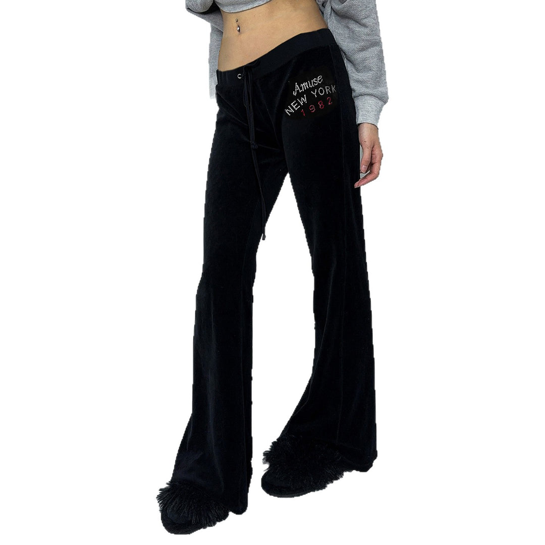 Damen Flared Sweatpants mit verstellbarem Bund und stylischem Schriftzug Drune