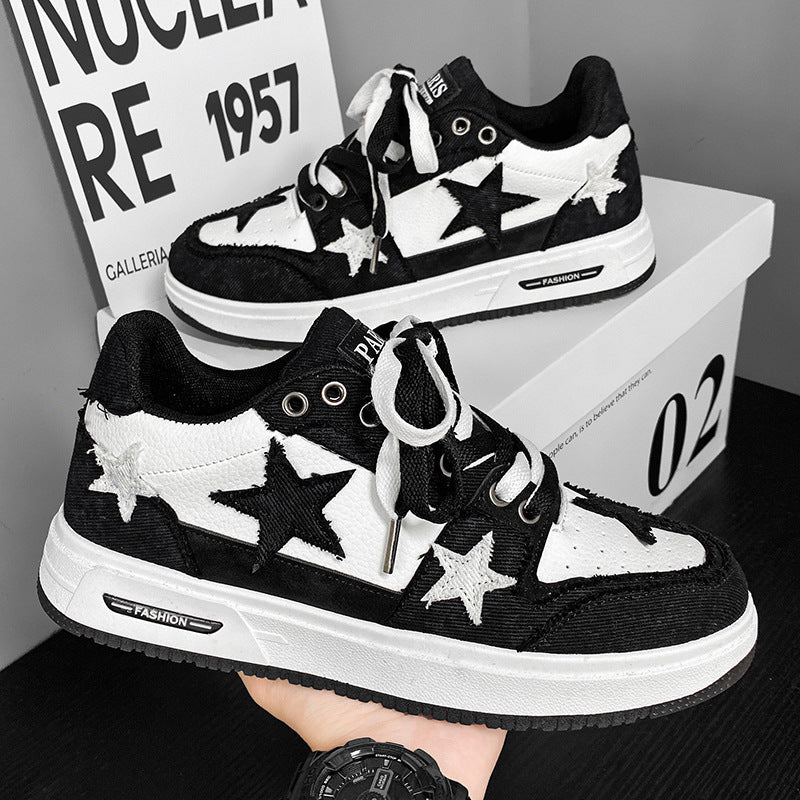 Unisex modische Plateausneaker mit Sternapplikationen, gepolstertem Einstieg und griffiger Profilsohle Drune
