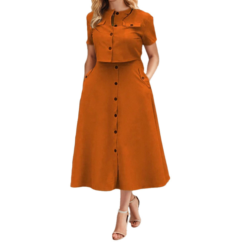 Damen Zweiteiliges Kleid mit kurzer Jacke und taillierter Midilänge Drune